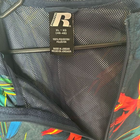 NWT Russell Athletic Men's Windbreaker Hood Jacket. Full zipper White Blue XL - Picture 10 of 14